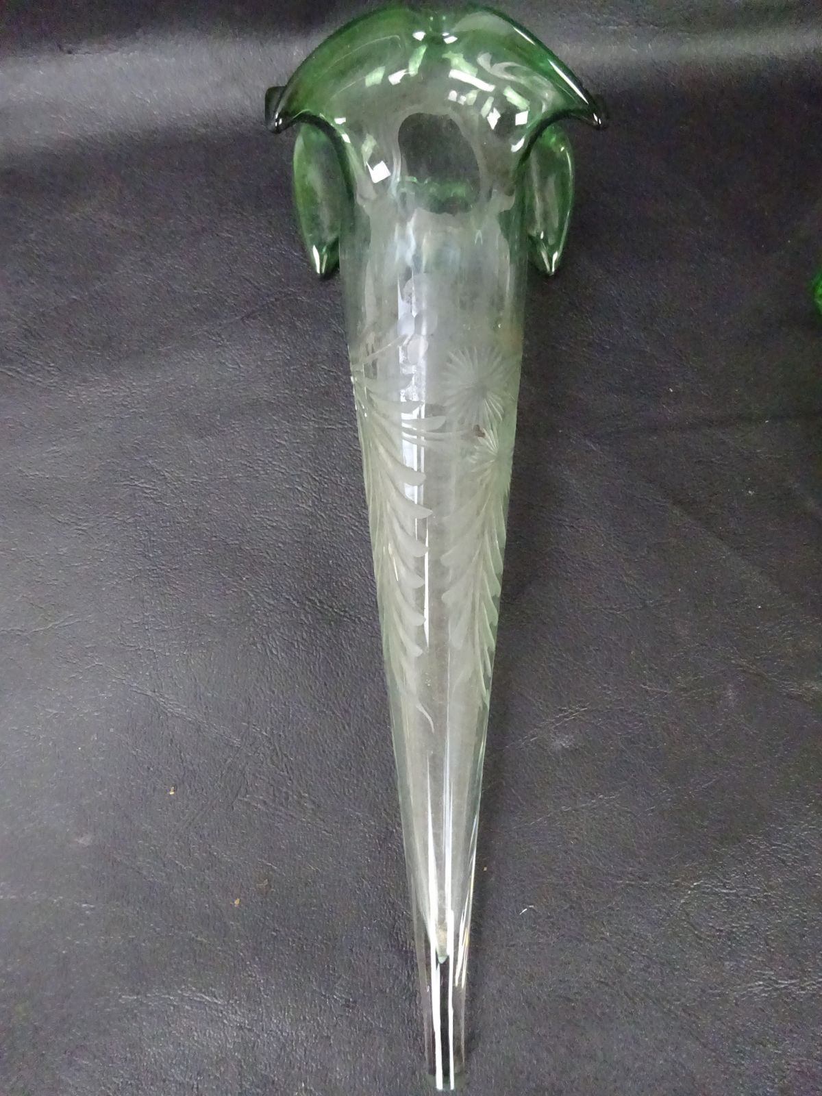 5 Victorian Green And Opalescent Fluted Glass Epergne Pieces (Amended Listing) photo buy