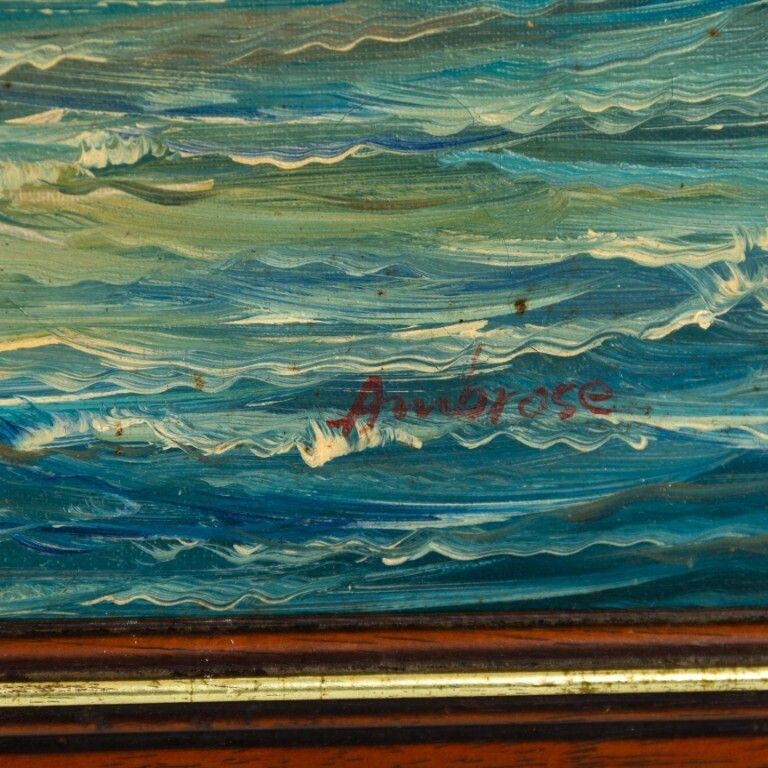 John Ambrose Rsma (1931 2010) Large Signed Nautical Maritime Ship Oil Painting On Canvas photo for sale