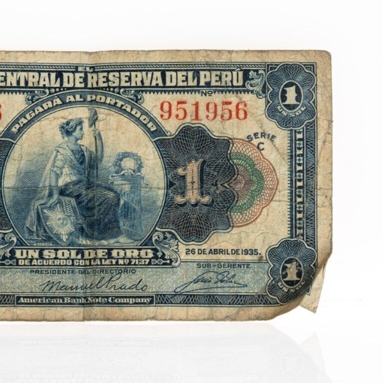 1 Sol De Oro Banknote From Banco Central De Reserva Del Peru, Dated 1935 photo for sale