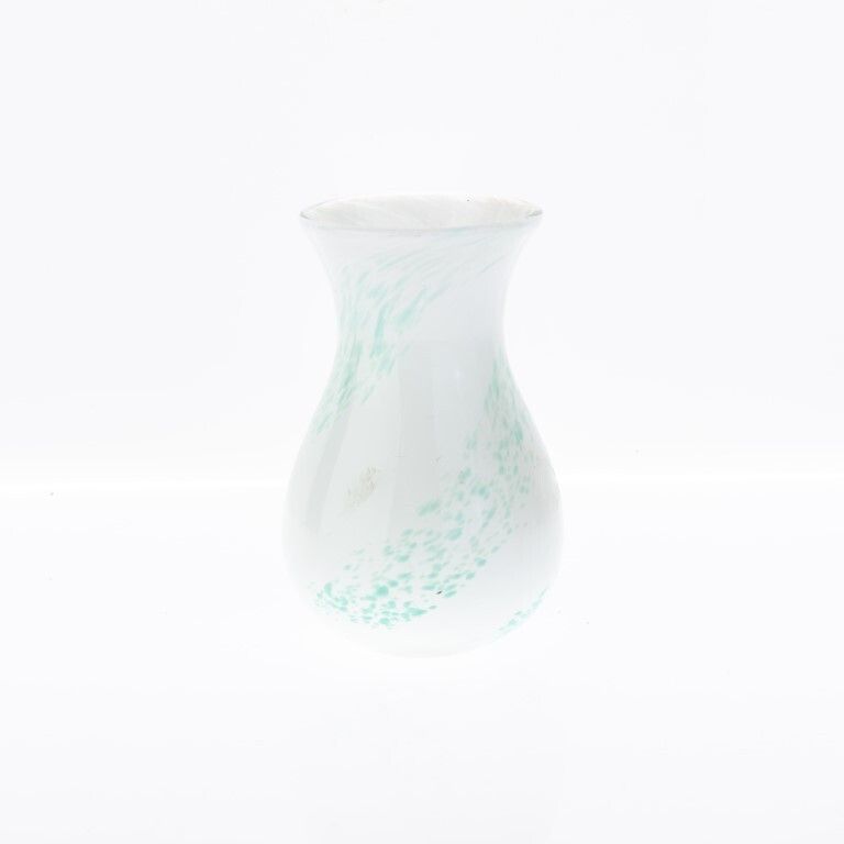 Mid Century Caithness Scottish Mottled Green And White Studio Glass Vase photo furniture