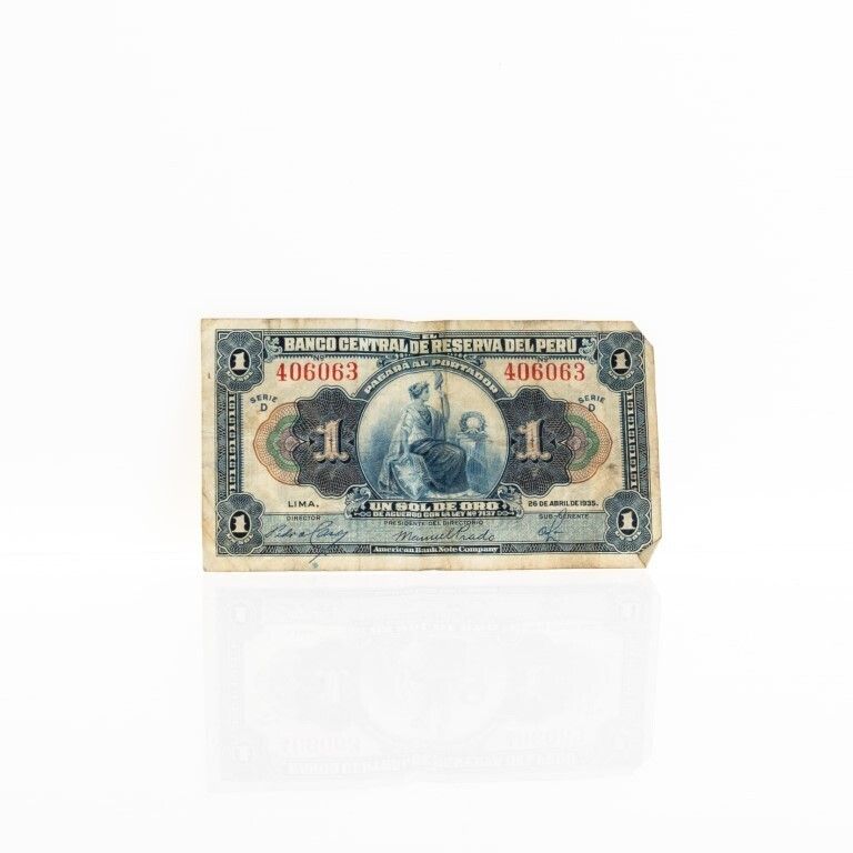 1 Sol De Oro Banknote From Banco Central De Reserva Del Peru, Dated 1935