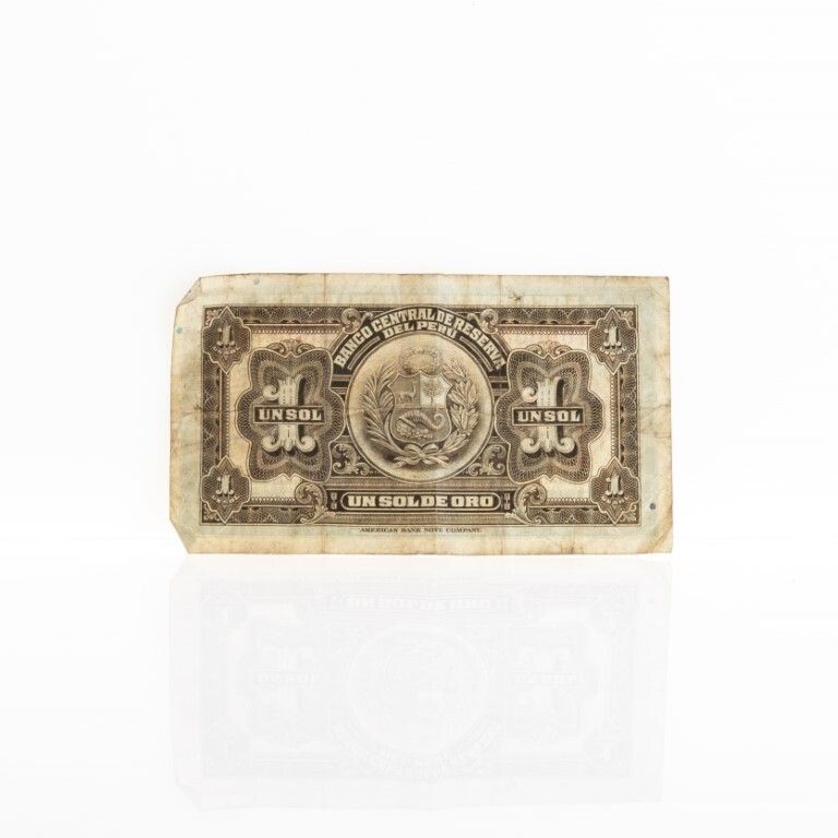 1 Sol De Oro Banknote From Banco Central De Reserva Del Peru, Dated 1935 photo Home Decor
