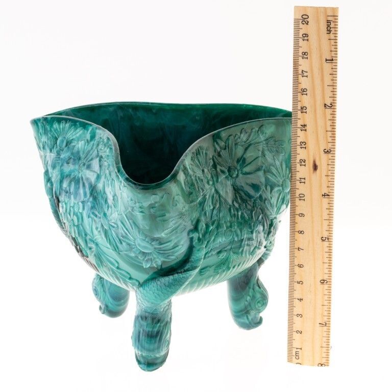 Art Nouveau Moulded Malachite Glass Bowl In Manner Of Curt Schlevogt photo for sale