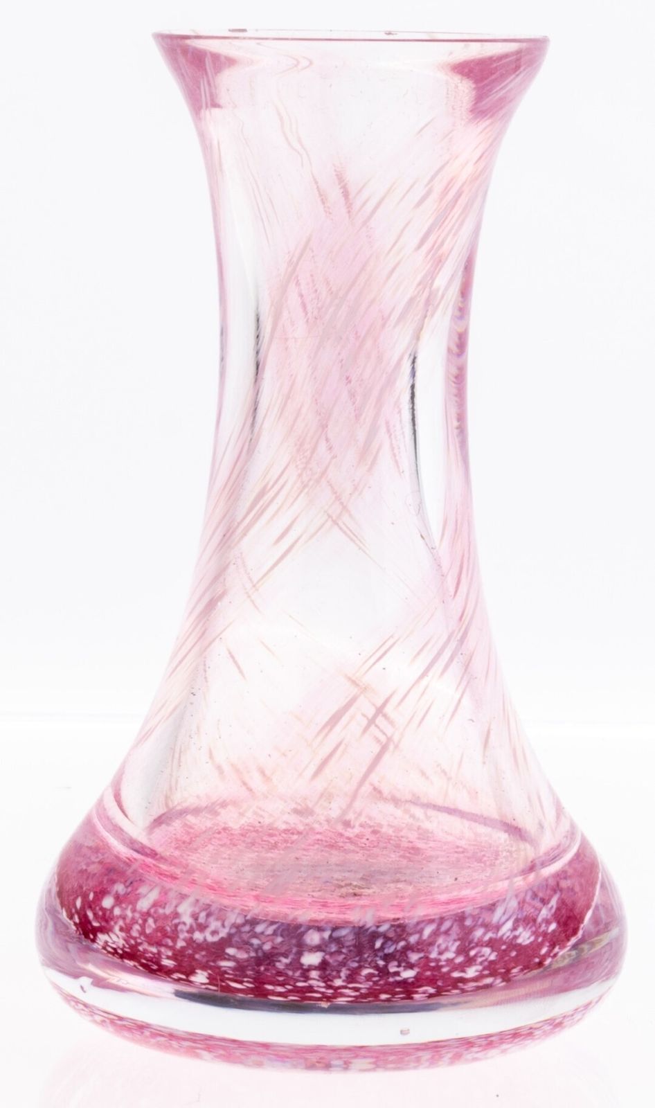 Mid Century Scottish Caithness Pink Splatter Glass Vase photo for sale