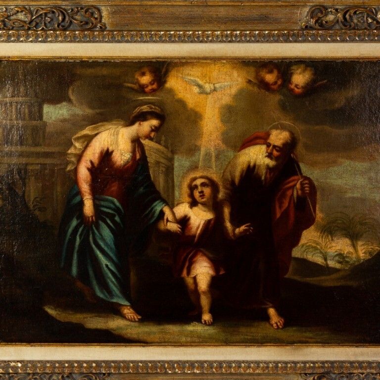 Huge 17th Century Lombard Old Master Oil Painting Depicting The Flight Into Egypt photo furniture