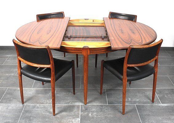 Møller Rosewood Set Of Table And Chairs Model 80 By Niels Otto (N. O.) Møller For J.L. Møllers, 1960s, Set Of 5 photo furniture