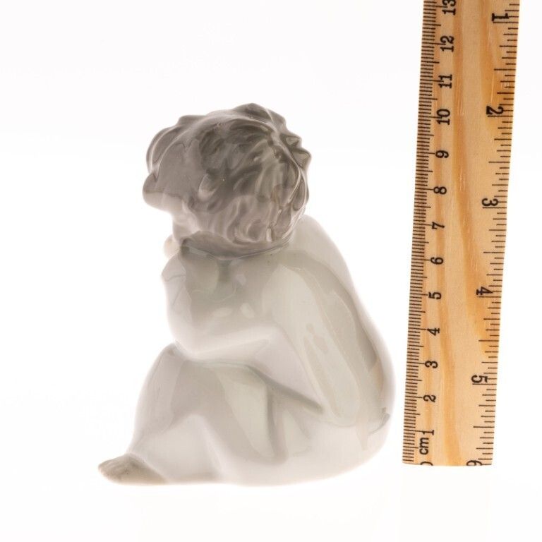 Sitzendorf German Fine Porcelain Sculpture Of A Young Boy Thinking photo for sale