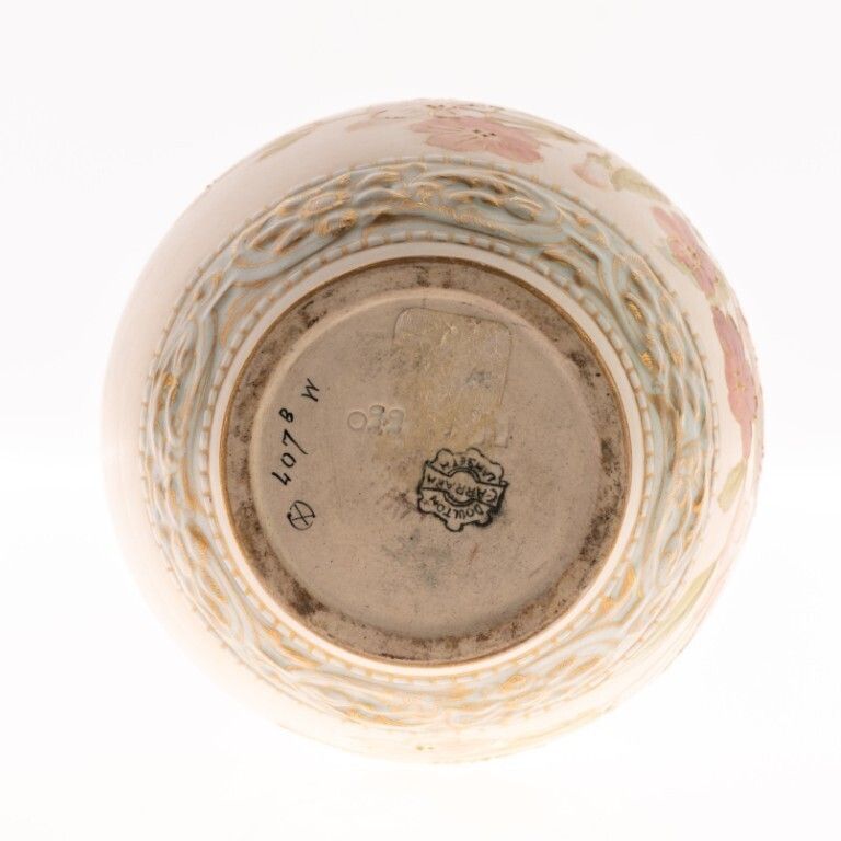 Antique Elaborate Doulton Lambeth Carrara Ware Hand Painted Porcelain Vase 19th Century photo furniture