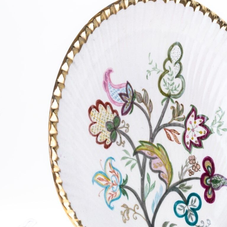 Antique 18th Century Wedgwood Creamware Earthenware Pottery Shell Dish With Hand Painted Flowers photo Home Decor
