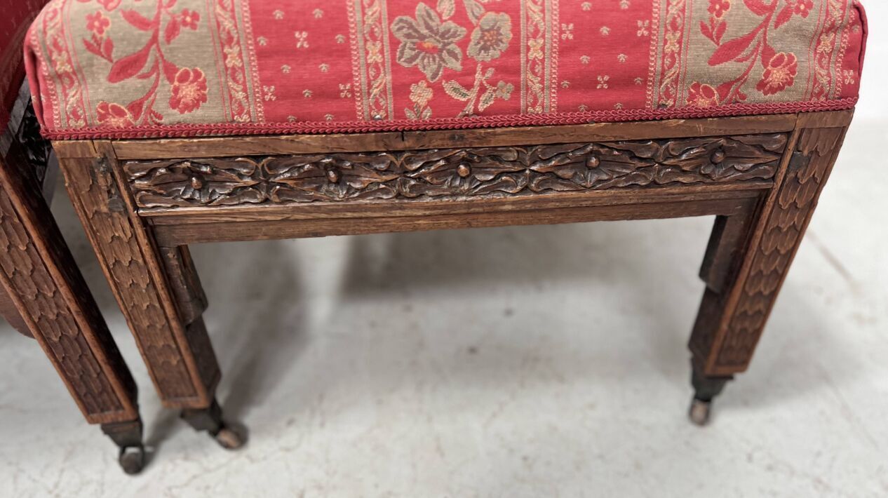Pair Of Gothic Style Walnut Lounge Chairs, 19th Century photo 454.5