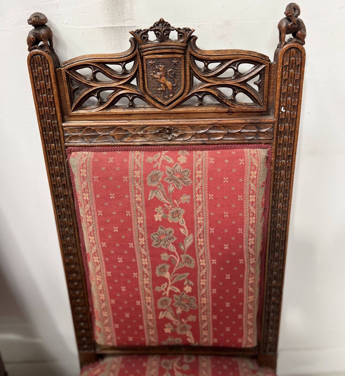 454.5 Pair Of Gothic Style Walnut Lounge Chairs, 19th Century photo