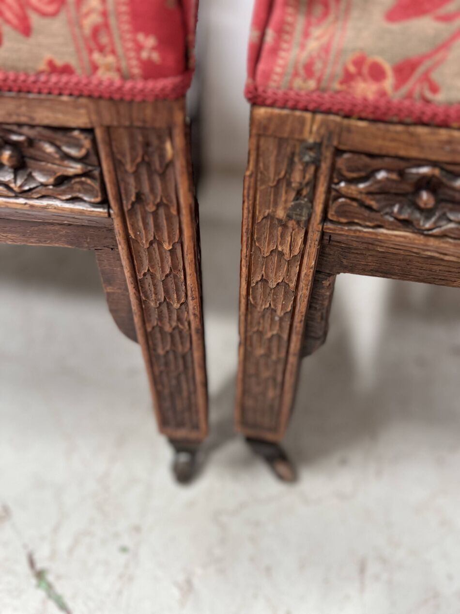 photo buy Pair Of Gothic Style Walnut Lounge Chairs, 19th Century