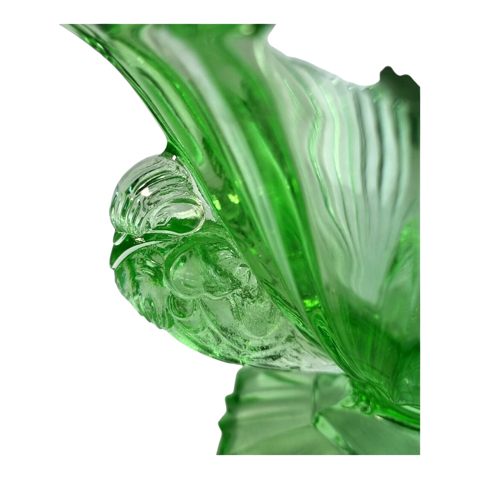 Art Deco Green Glass  Bowl Pedestal Bird Glass Mark To Base Sts Abel Yugoslavia photo Home Decor