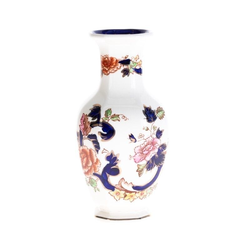 Mason’s Ironstone Ceramic Pottery Imari Mandalay Palette Vase photo for sale