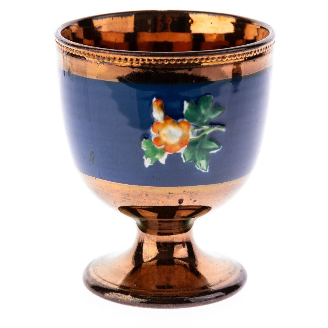 Antique Victorian English Copper Lustreware Earthenware Pottery Vase 19th Century