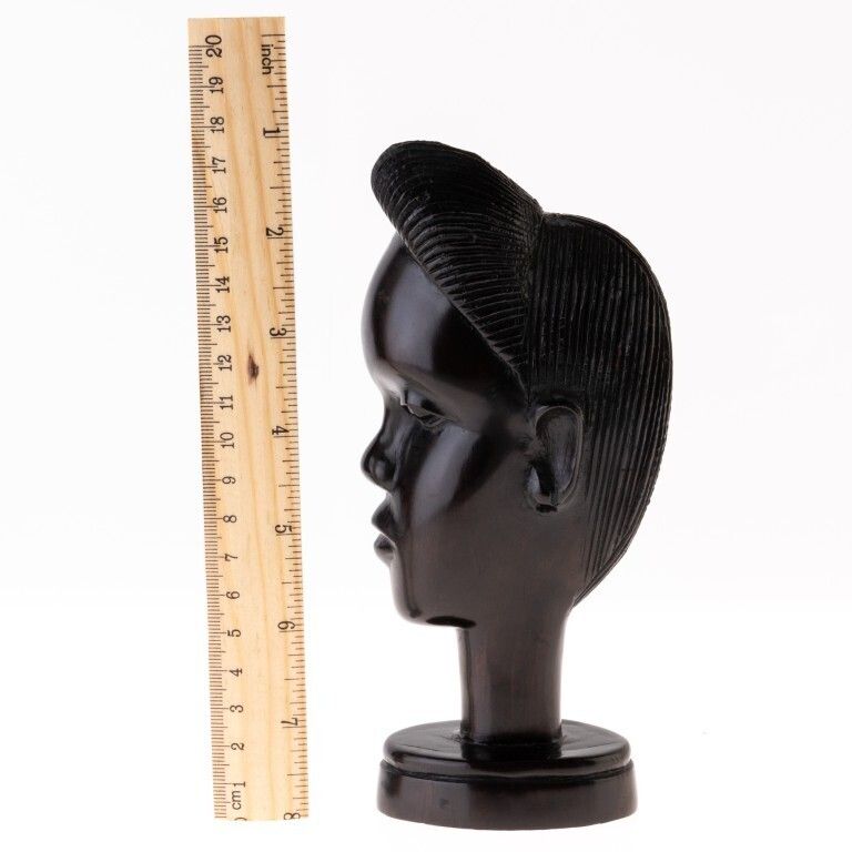 African Ethnographic Ebony Wood Figural Wood Carving Sculpture Bust photo for sale