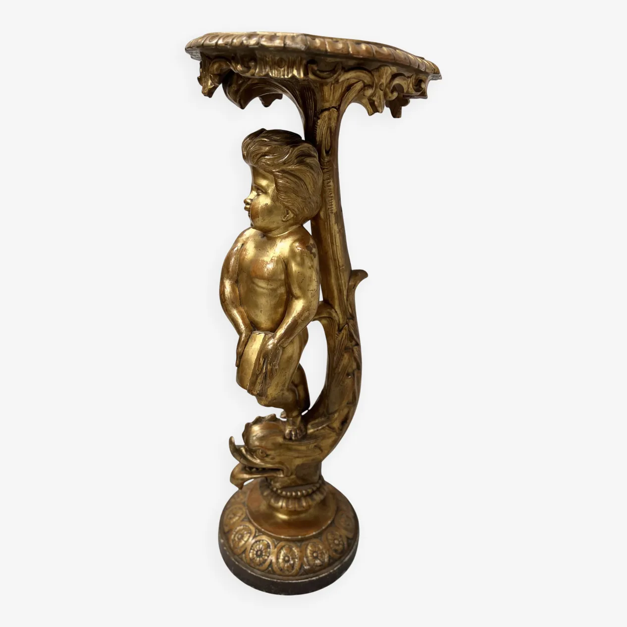 19th Century Gilded Carved Wooden Presentation Column