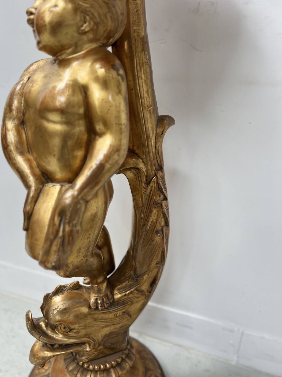 19th Century Gilded Carved Wooden Presentation Column photo Home Decor