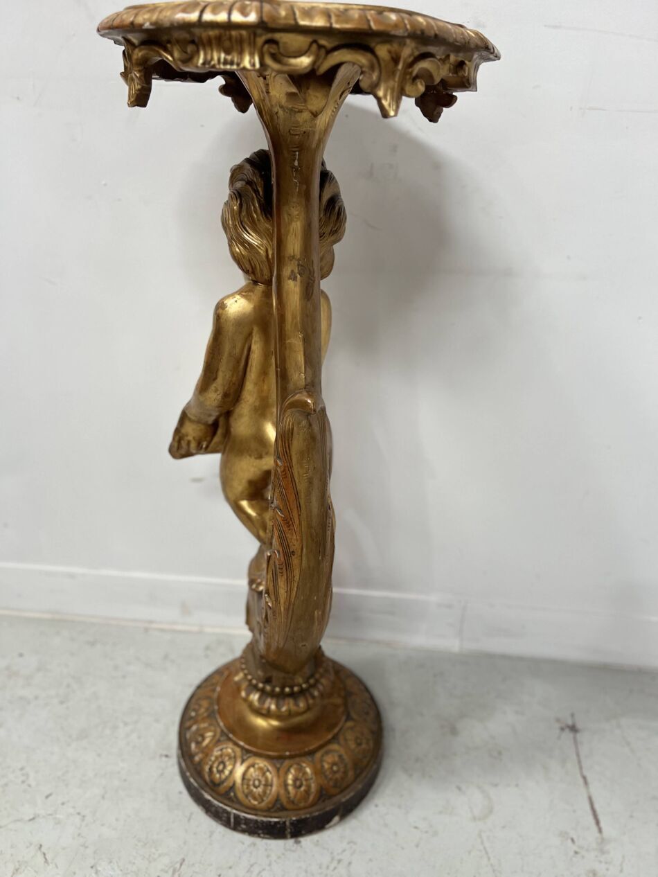 Home Decor 19th Century Gilded Carved Wooden Presentation Column photo