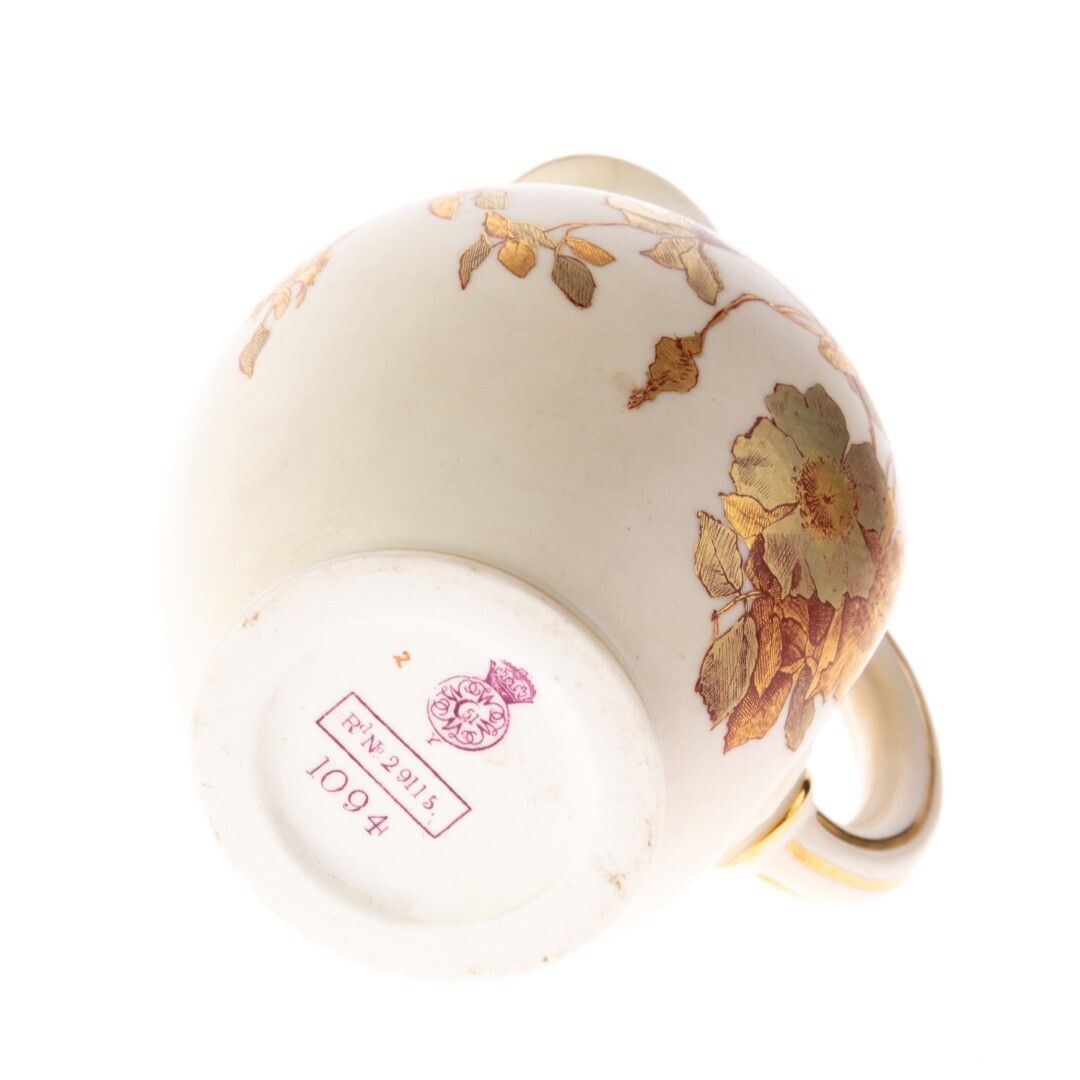 Antique Royal Worcester Hand Painted Blush Porcelain Art Nouveau Floral Flat Back Ewer Jug photo furniture
