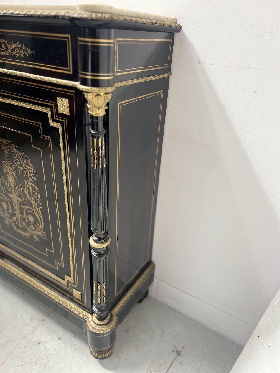 Napoleon III Furniture Has A Black Wooden Door And Brass Marquetry 19th Century photo buy