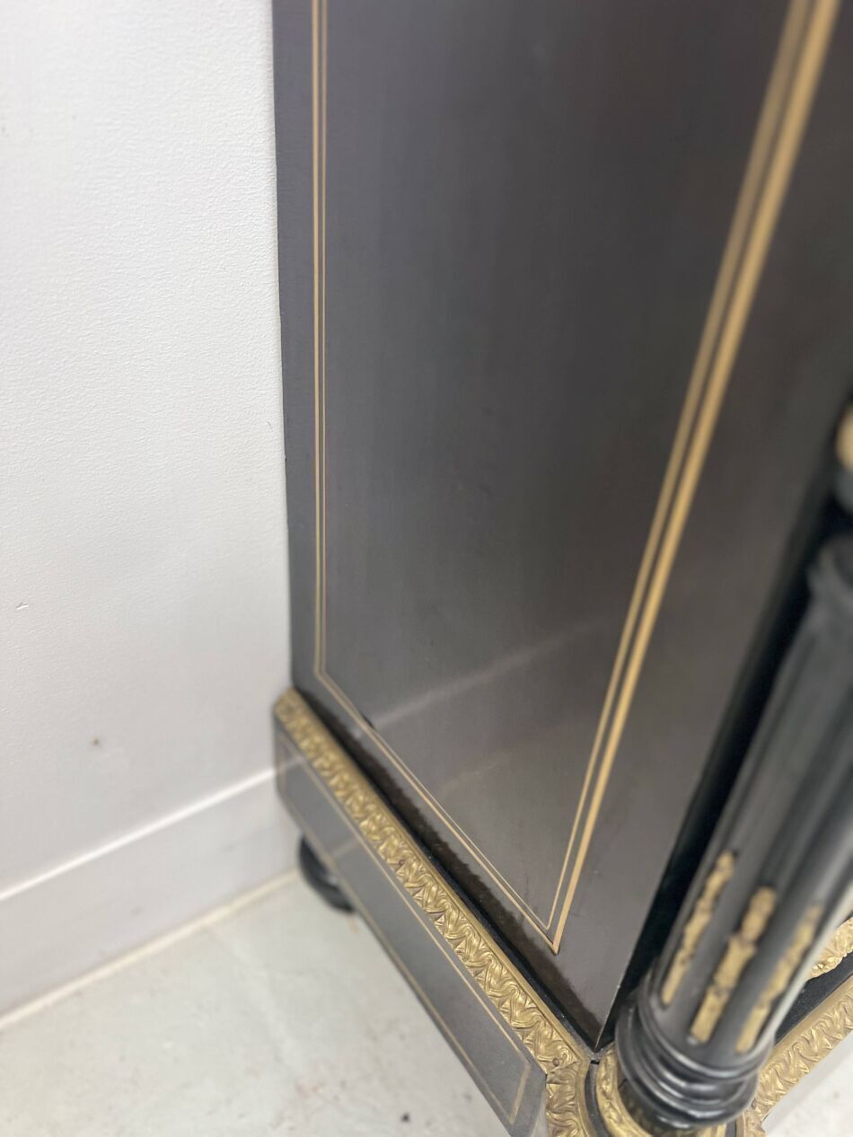 photo vintage Napoleon III Furniture Has A Black Wooden Door And Brass Marquetry 19th Century