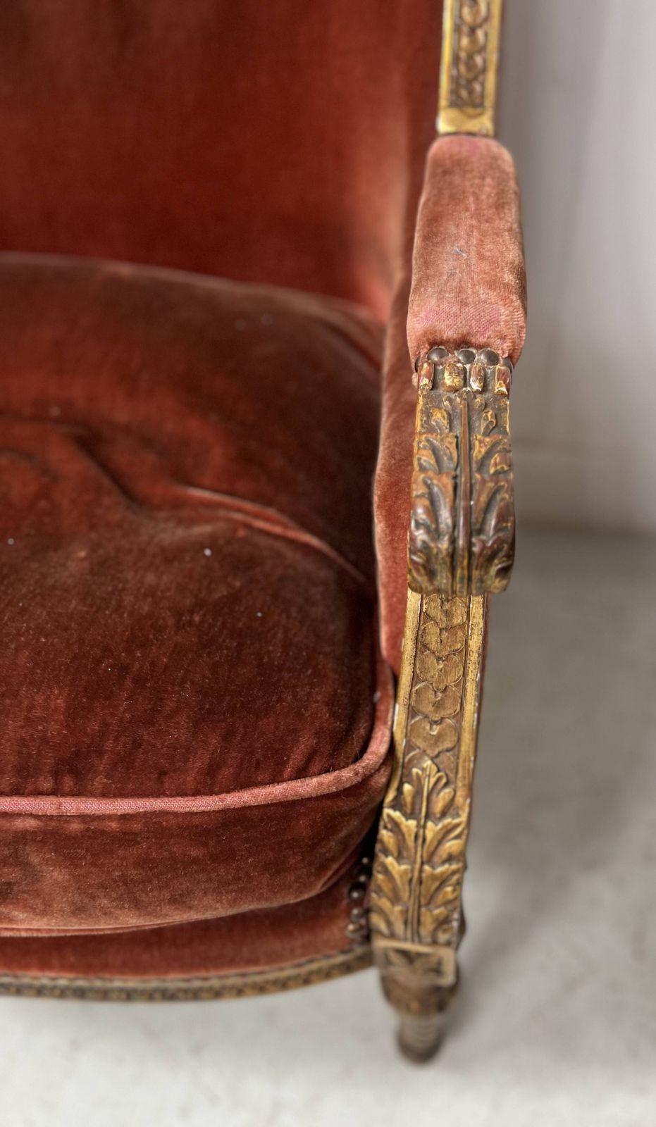 Two Louis XVI Style Wing Chairs In Gilded Wood, 20th Century photo buy