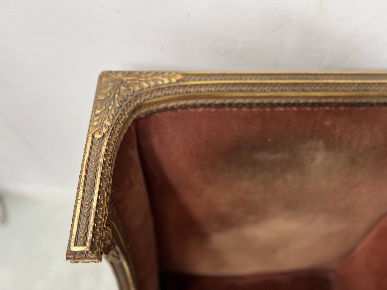 Furniture Two Louis XVI Style Wing Chairs In Gilded Wood, 20th Century photo