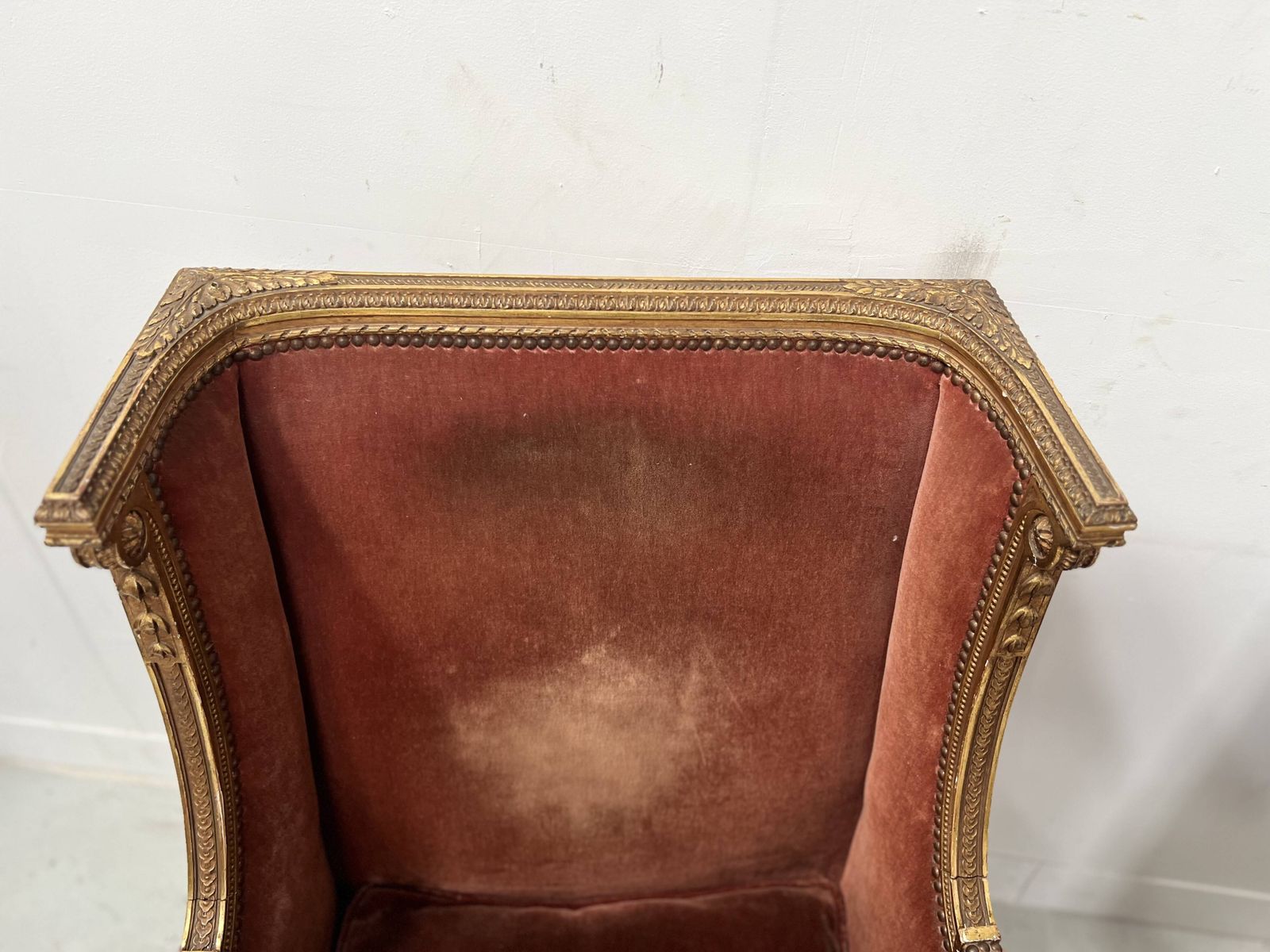1289.025 Two Louis XVI Style Wing Chairs In Gilded Wood, 20th Century photo