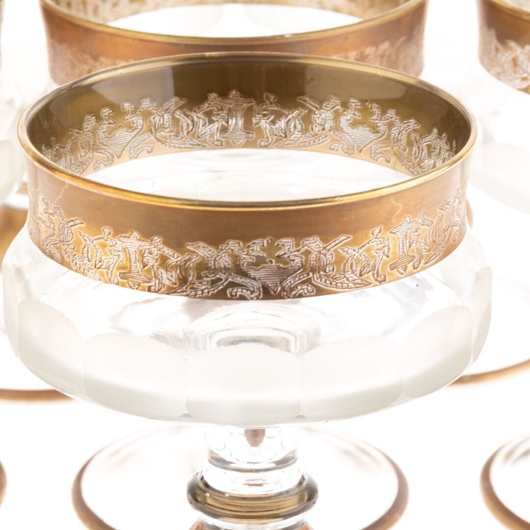Antique Set Of Six Antique Gilded Baccarat Style Glass Goblets photo furniture