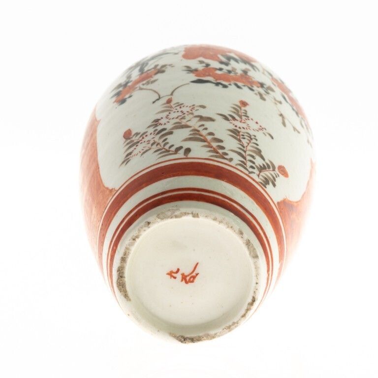 Antique Japanese Hand Painted Kutani Porcelain Ceramic Vase Meiji Period photo furniture