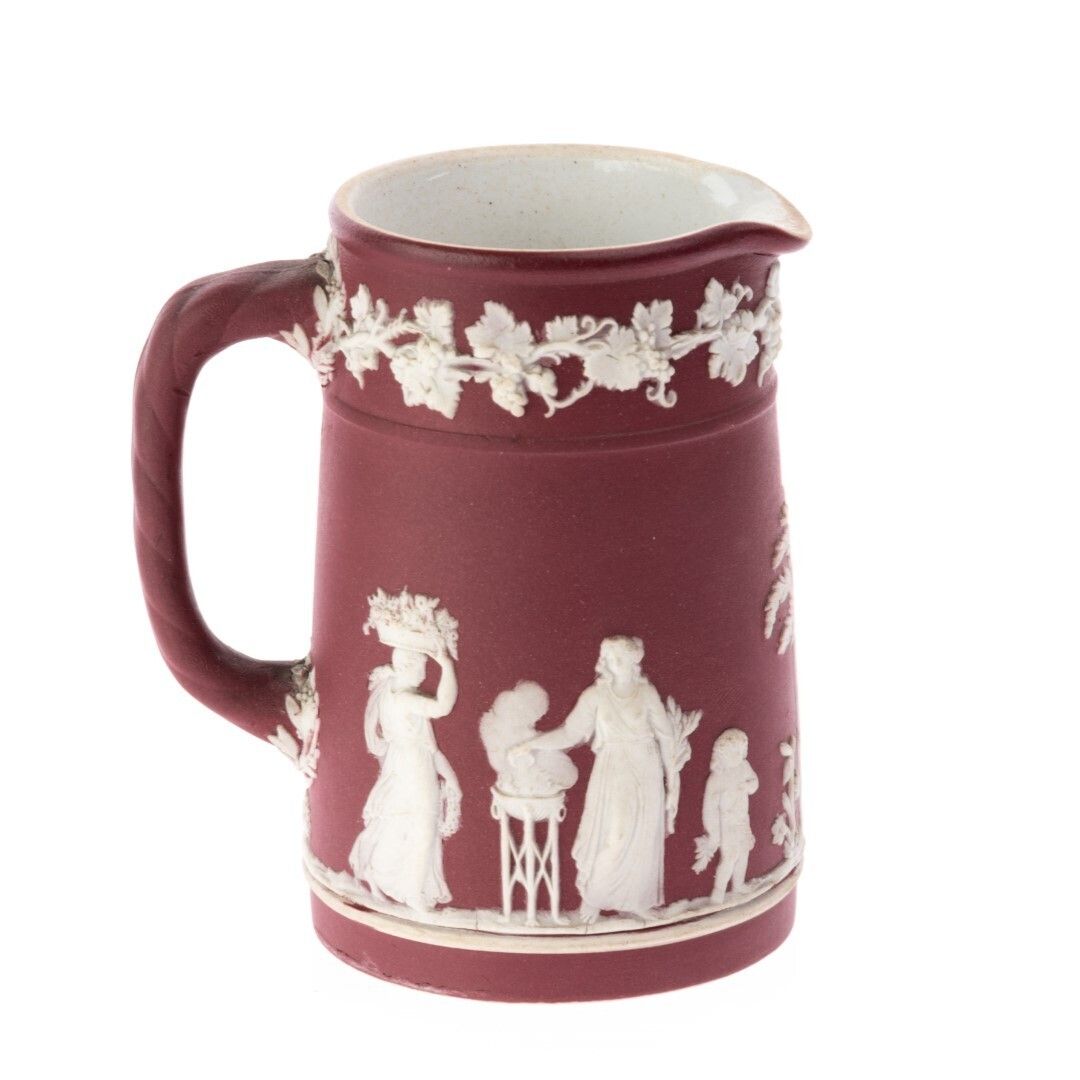 Antique Wedgwood Crimson Jasperware Bas Relief Cameo Creamer Jug Ca. 1900