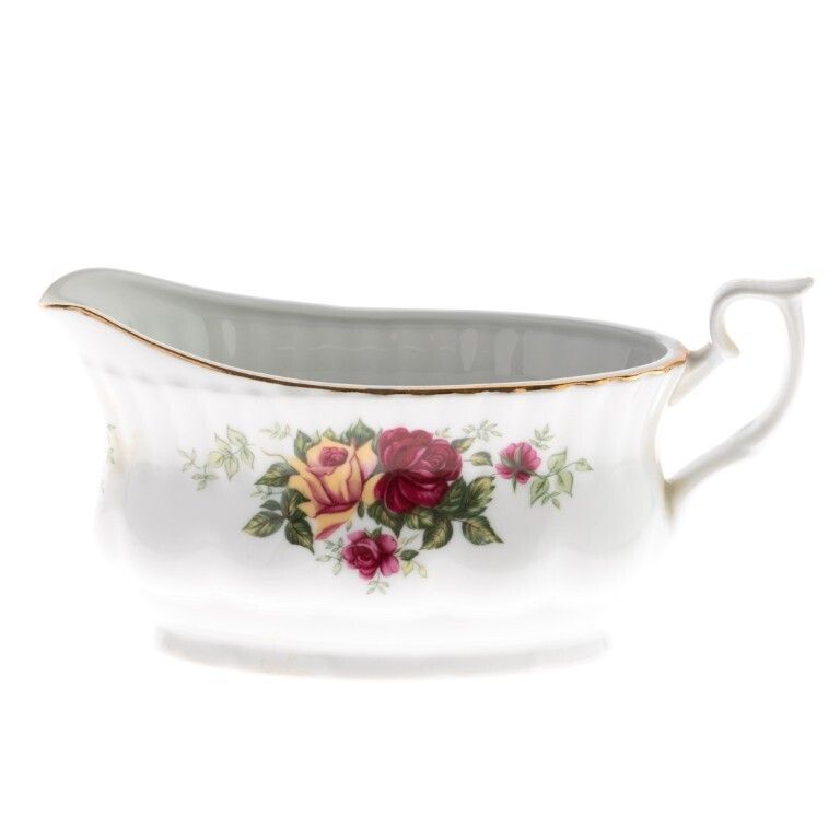 Vintage Polish 24kt Gilt Gold Porcelain Roses Sauce Boat