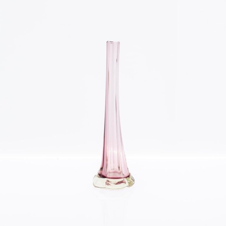 Mid Century Hand Blown Violet Glass Spill Vase