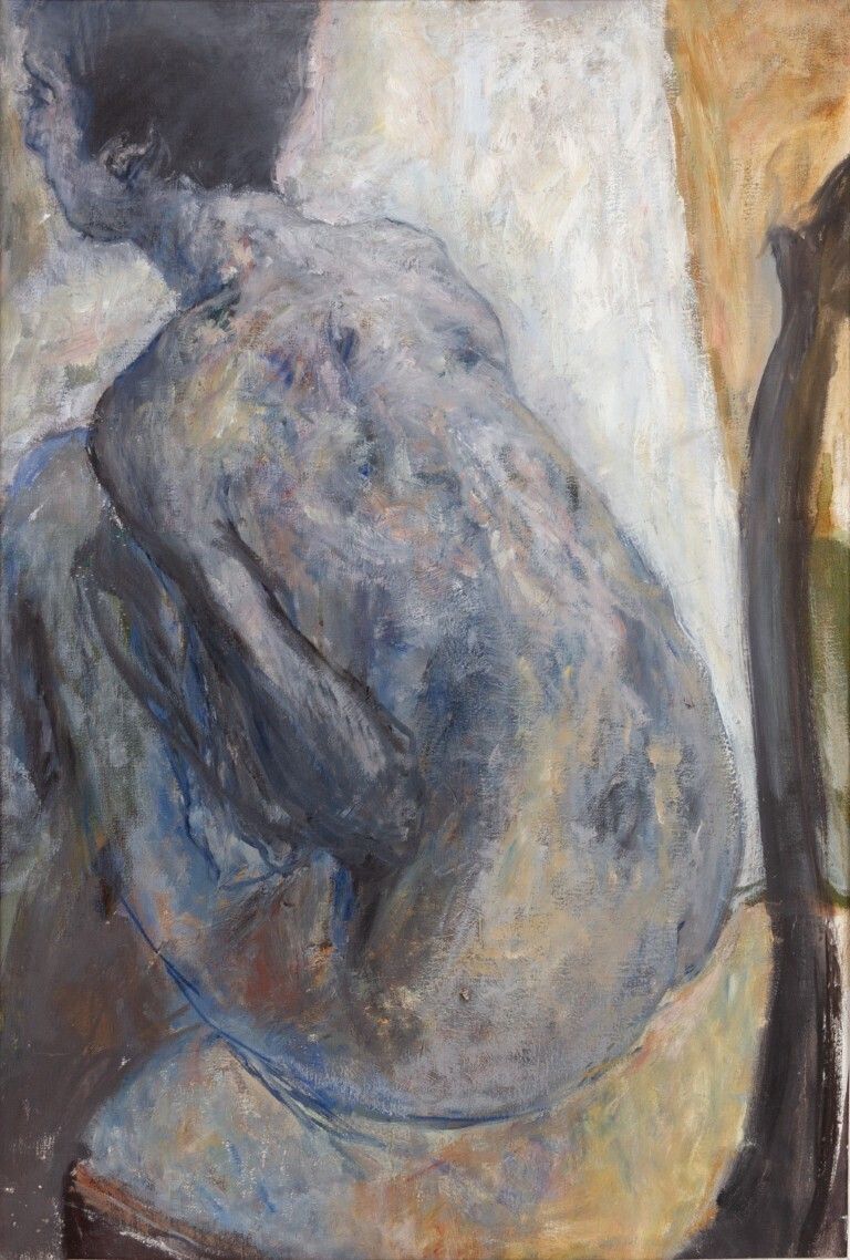 Large Bathing Nude Polish School Impressionistic Oil Painting On Canvas Late 20th Century