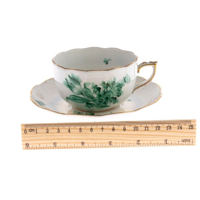 Herend Hungary “Chinese Bouquet” Pattern Fine Gilt Porcelain Ceramic Teacup And Saucer photo for sale