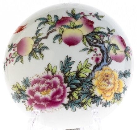 Chinese Famille Rose Plums And Blossoms Porcelain Ceramic Lidded Box