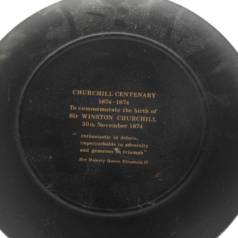 Wedgwood Black Basalt Jasperware Ceramic Porcelain Sir Winston Churchill Centenary Plate photo 65.0