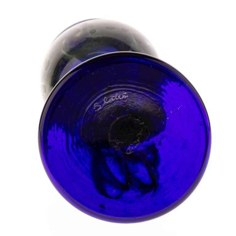 Loetz Style Signed Keith Bowlby Iridescent Hand Blown Studio Glass Vase photo furniture