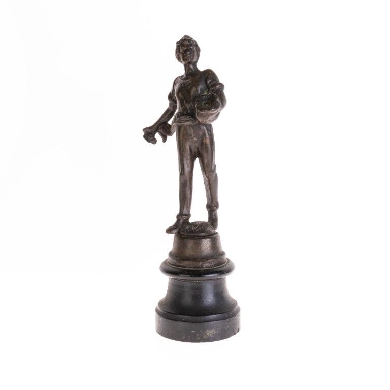 Antique French Bronzed Spelter Harvester Sculpture After Moreau Late 19th Century