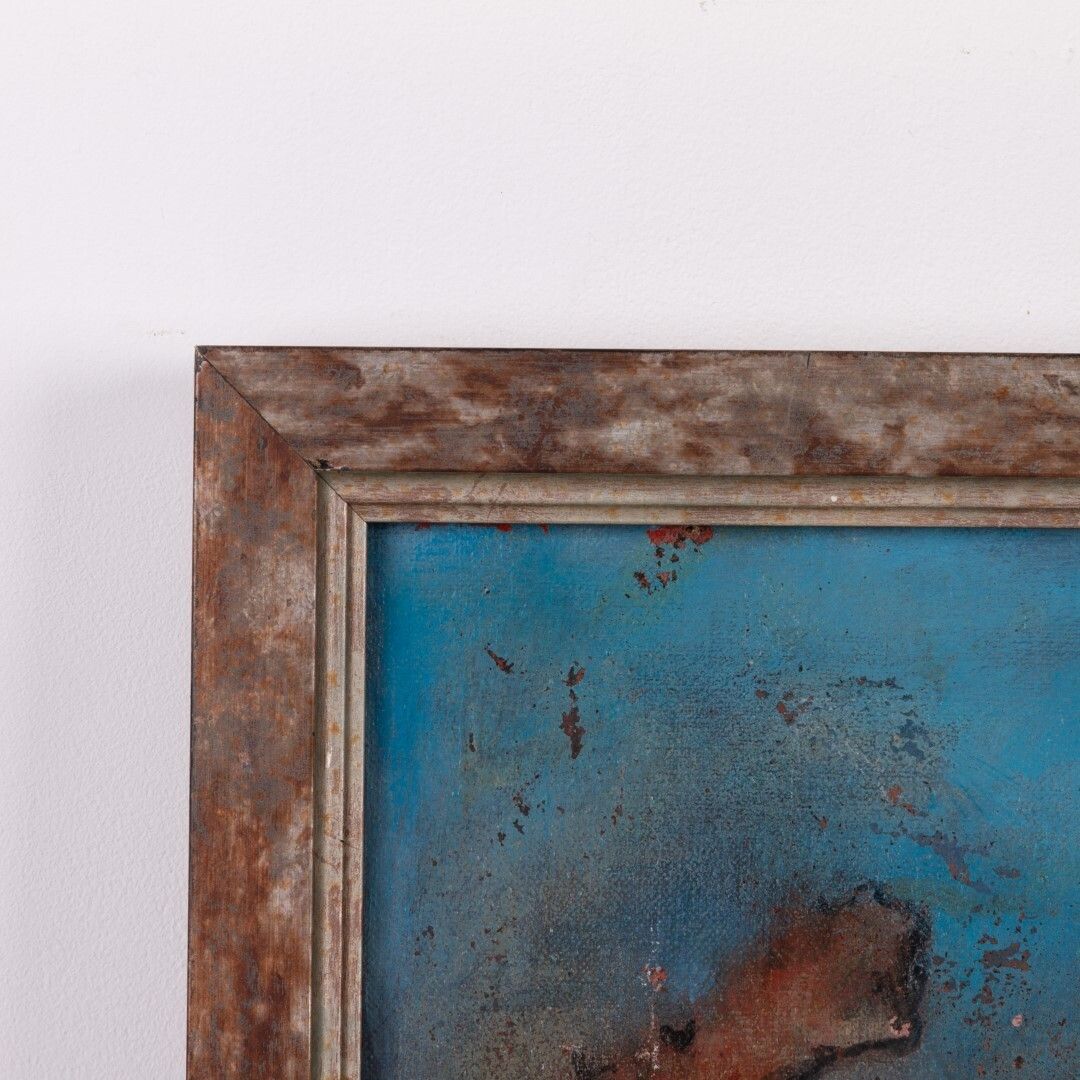 Belgian Large Mid 20th Century Abstract School Oil On Canvas Painting Signed photo Art