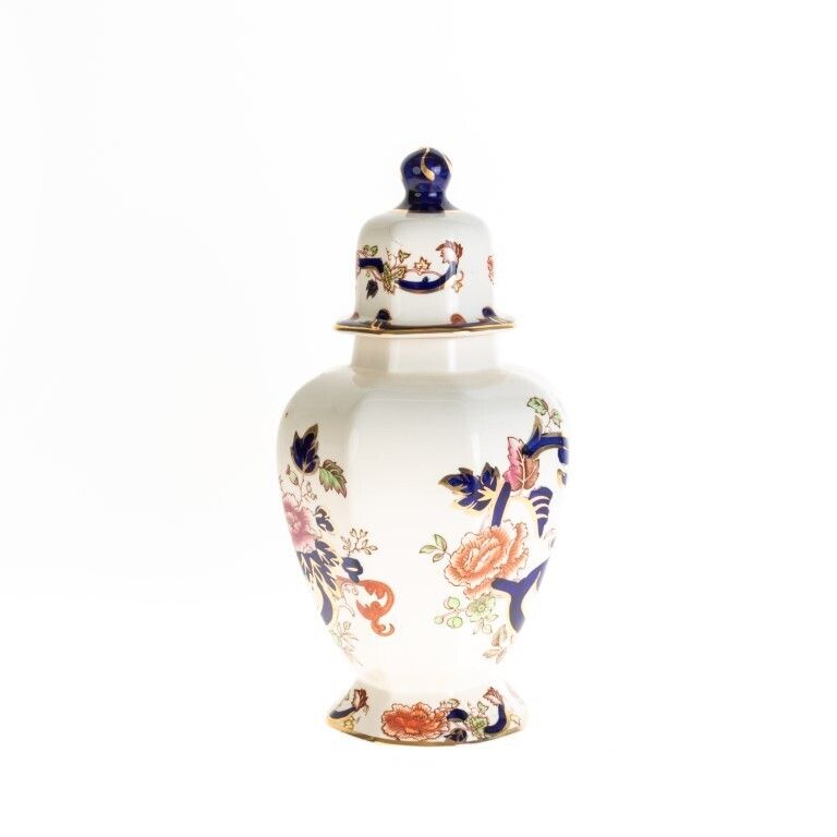 Mid Century Mason’s Ironstone Ceramic Pottery Imari Palette Mandalay Lidded Vase photo furniture
