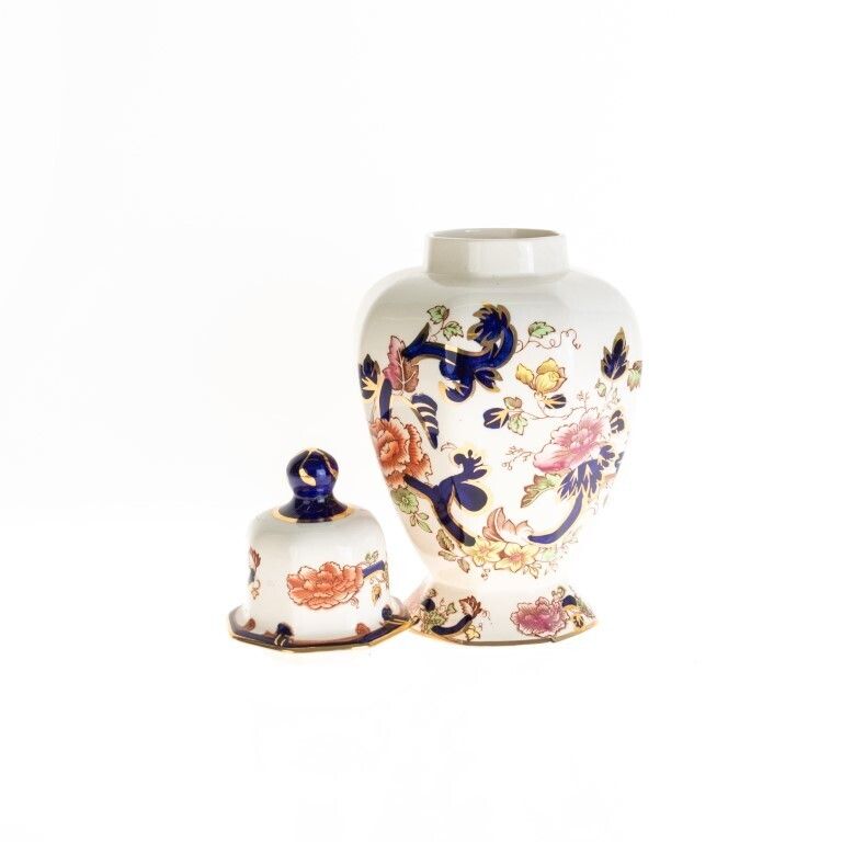 Mid Century Mason’s Ironstone Ceramic Pottery Imari Palette Mandalay Lidded Vase photo 85.0