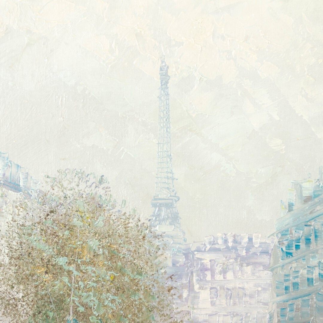 Caroline Burnett (1877 1950) Large French Parisian Impressionist Street Oil Painting Signed photo Art