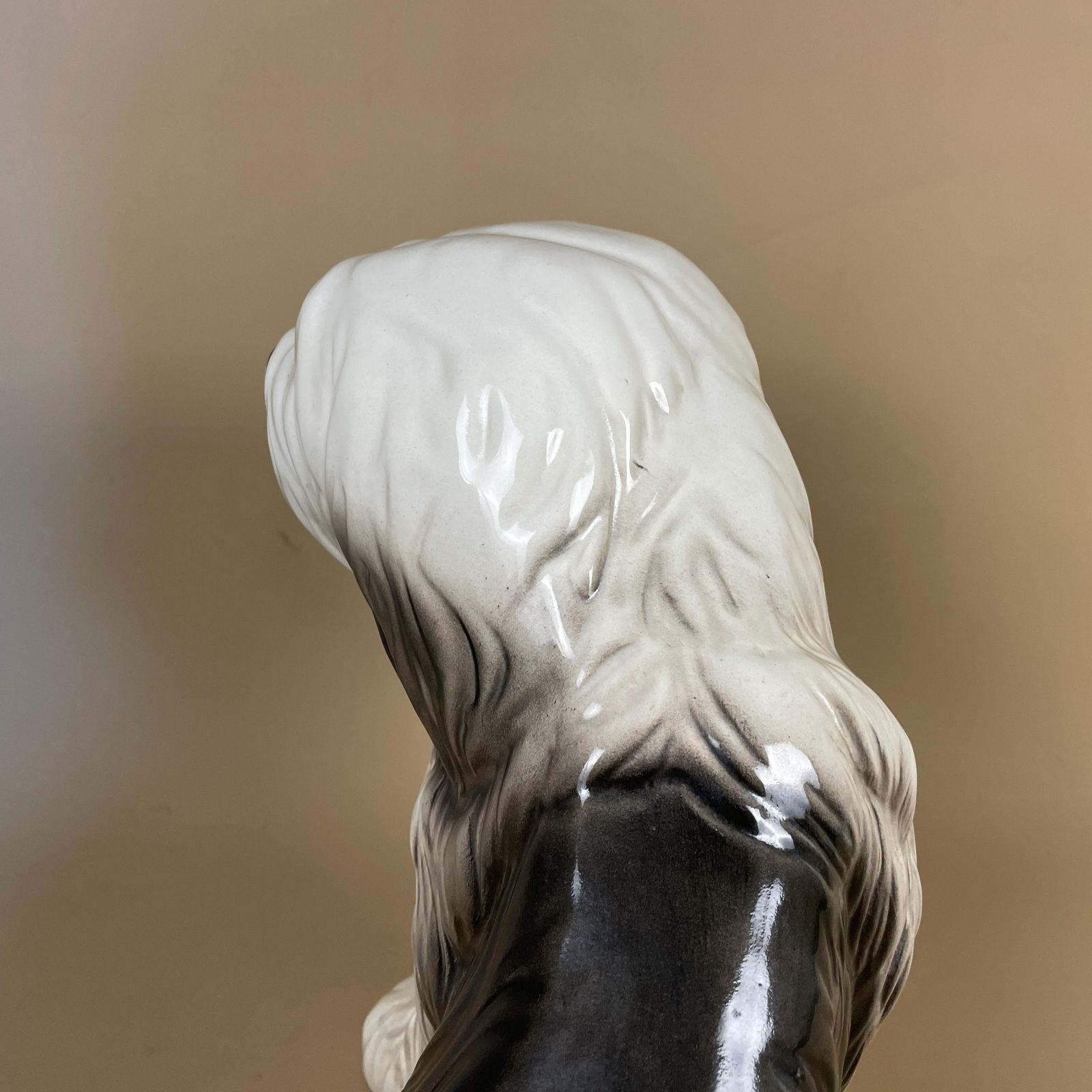 Vintage Ceramic English Sheepdog Dog Display Ornament Statue Figurine Grey White Pet photo buy