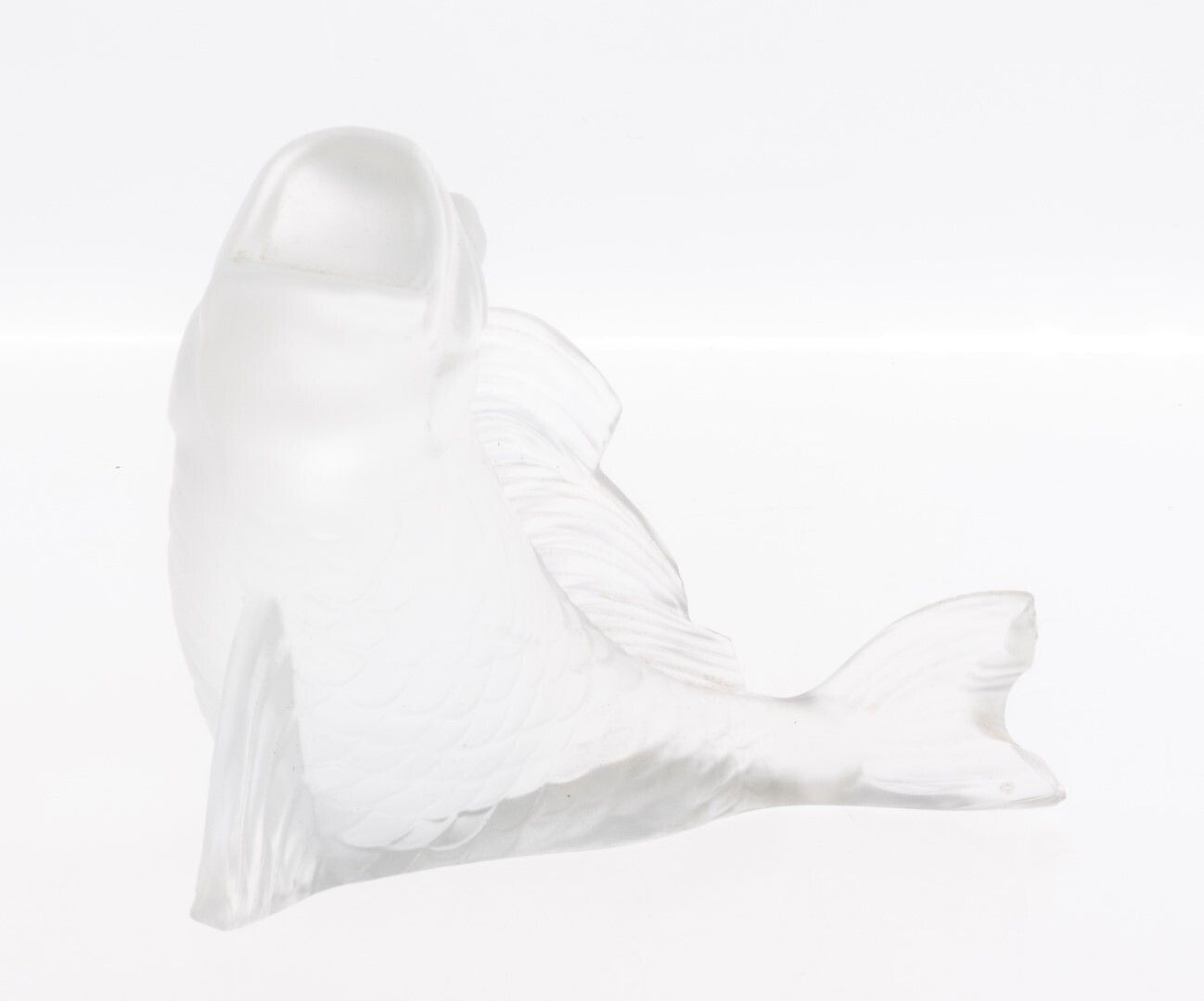 Baccarat Frosted Glass Carp French Paperweight Sculpture