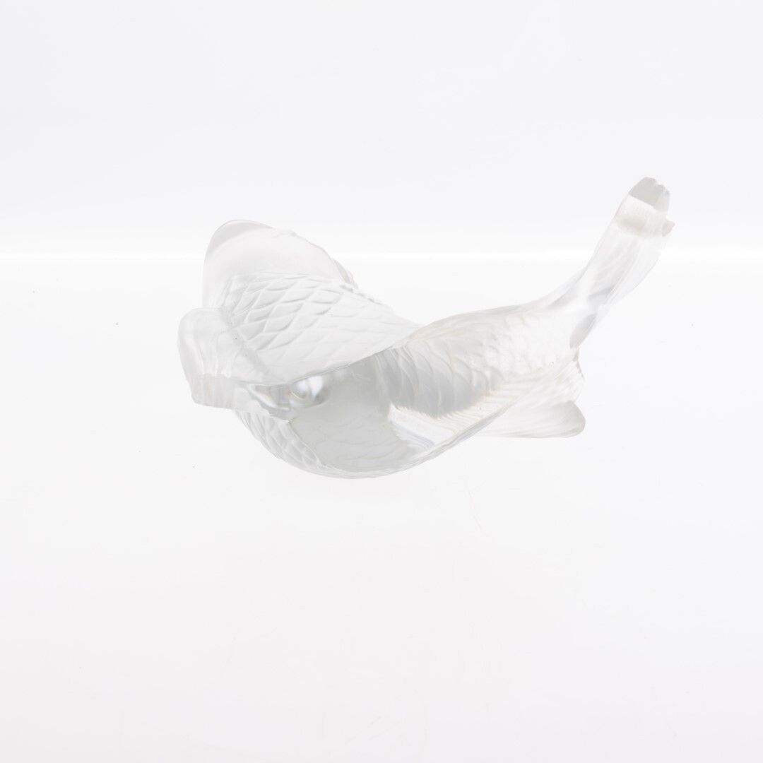 Baccarat Frosted Glass Carp French Paperweight Sculpture photo for sale