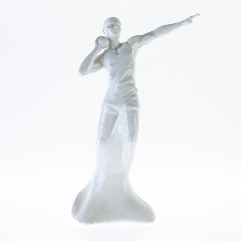 Coalport English Porcelain Sporting Elements Series “Power Throw” Sculpture Modelled By Neil Welch
