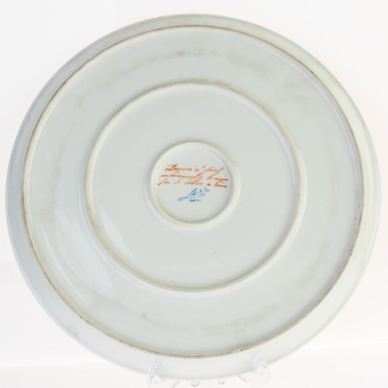 Very Fine Hand Painted Limoges French Porcelain Circular Floral Tray photo furniture