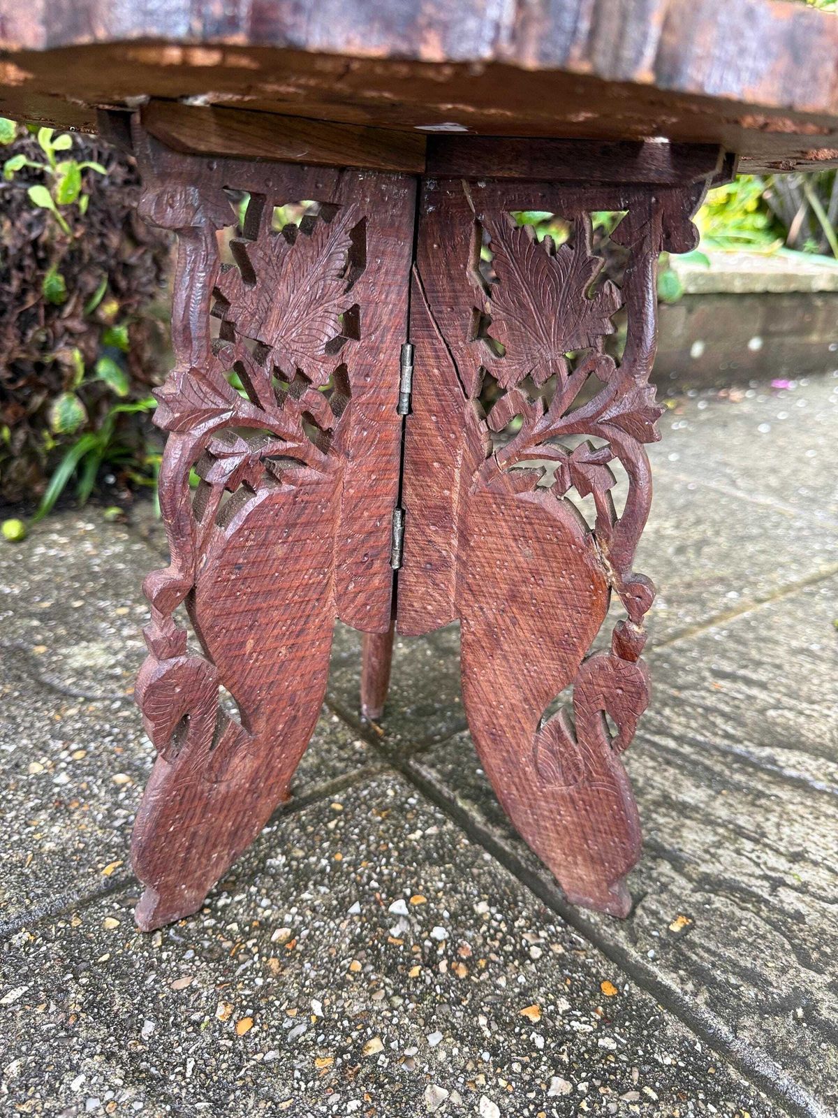Delightful Vintage Carved Wooden Table With Bohemian Chic Style, Small Table Or Plant Stand, Vintage Accent For A Room photo 51.0